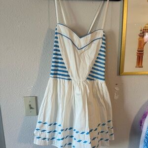Unique Vintage Blue and White Barbie Romper XL 14 NWT